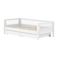 Lit simple avec sommier à lattes et rangement, 90x200 cm, blanc
