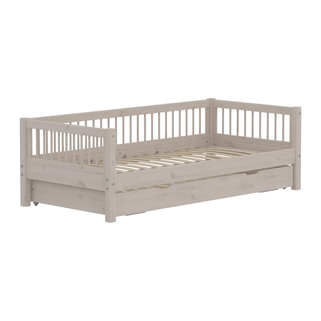 Lit simple avec lit gigogne, 90x200 cm, Gris