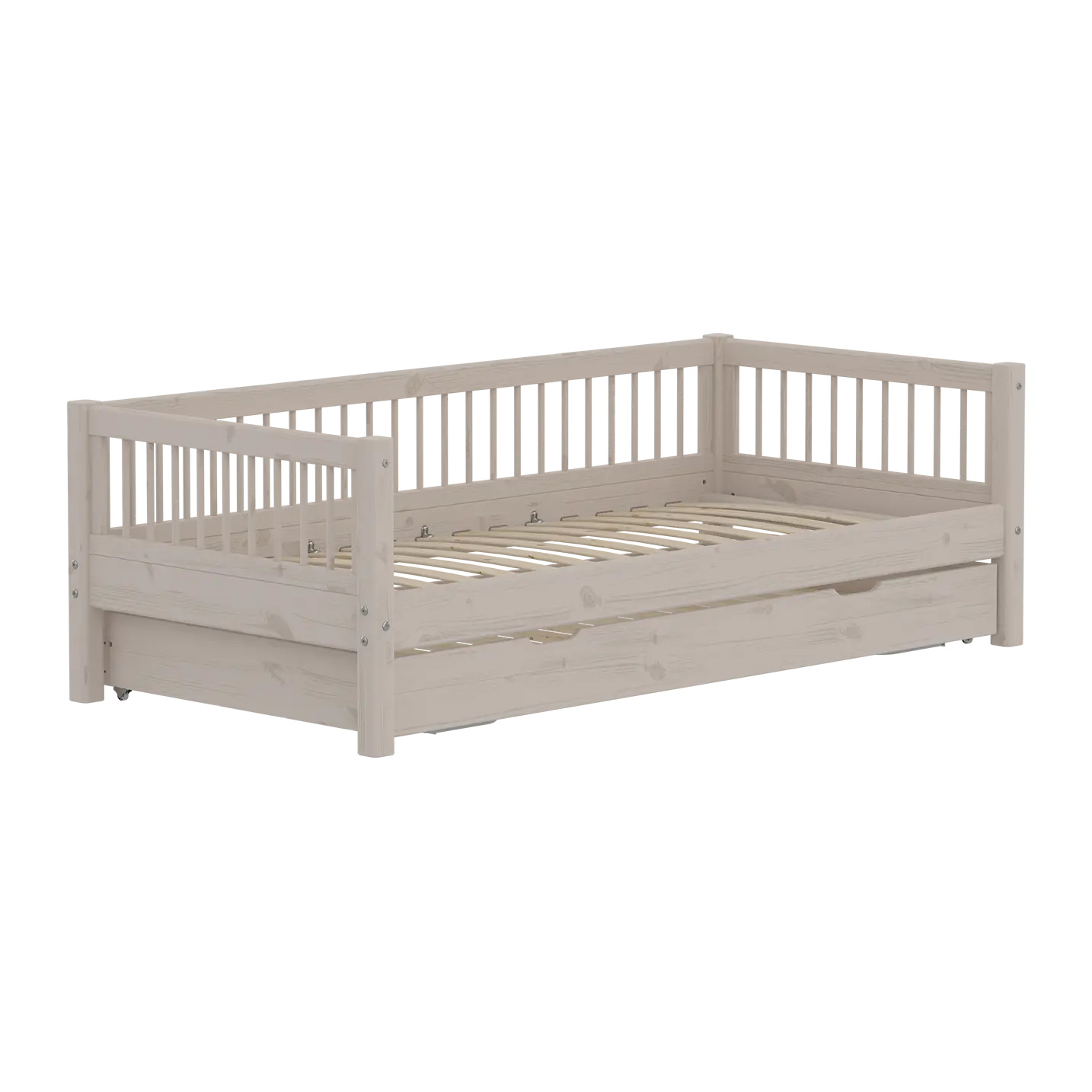 Lit simple avec lit gigogne, 90x200 cm, Gris