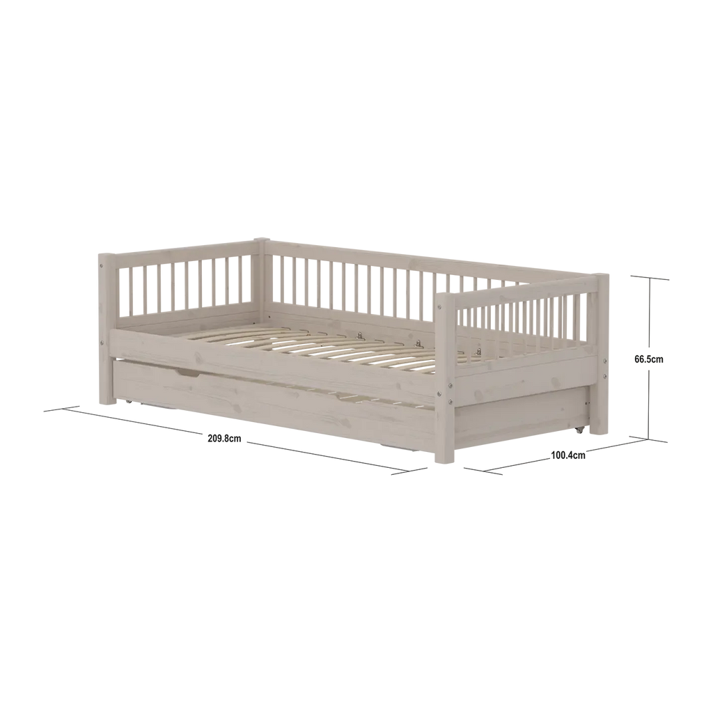 Lit simple avec lit gigogne, 90x200 cm, Gris