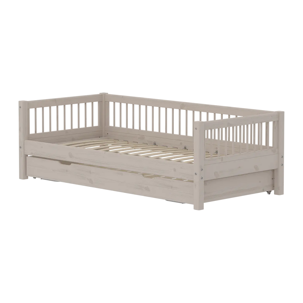 Lit simple avec lit gigogne, 90x200 cm, Gris