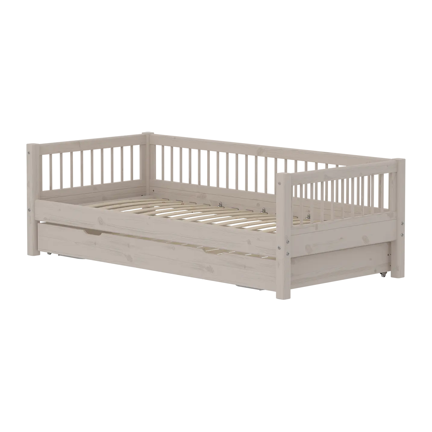 Lit simple avec lit gigogne, 90x200 cm, Gris