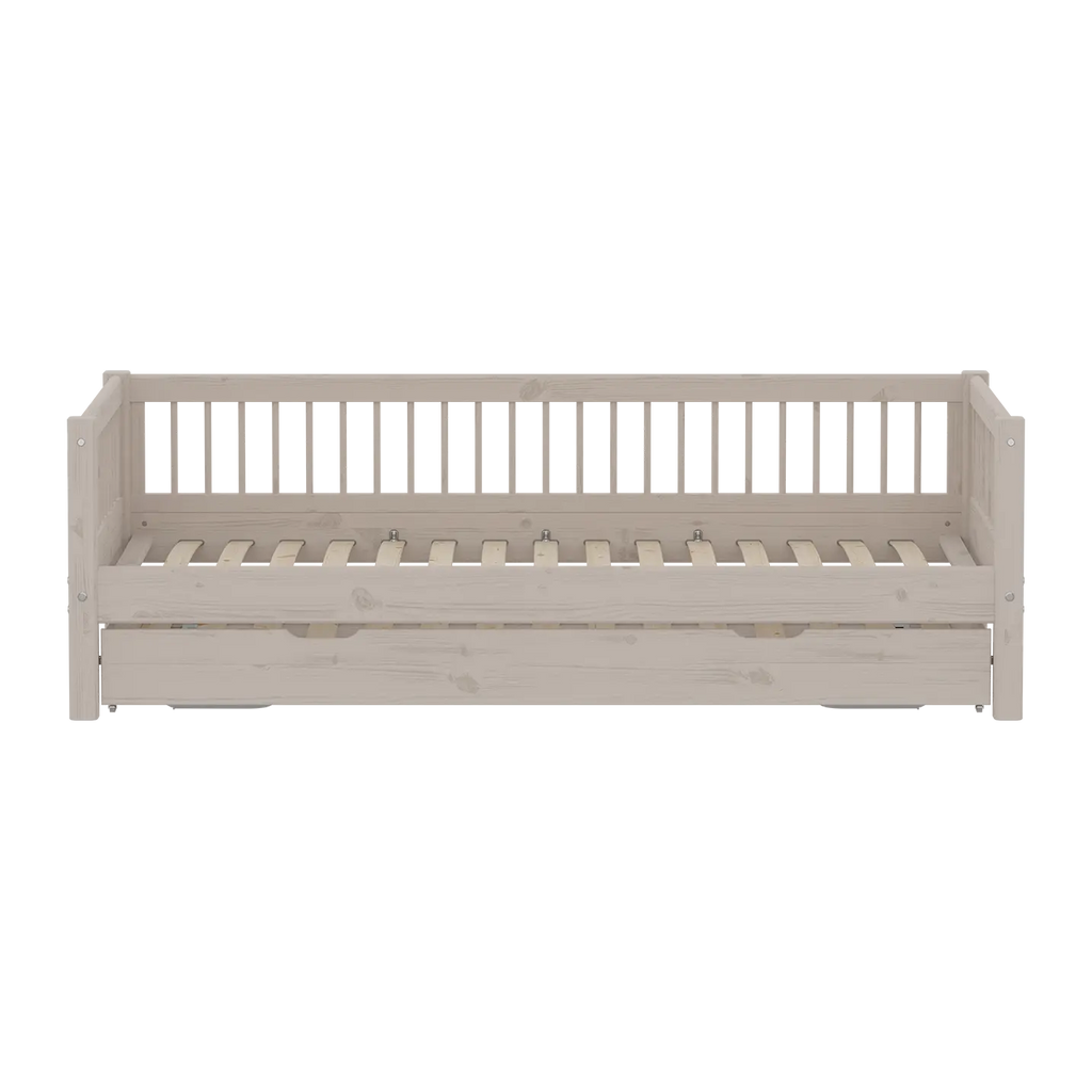 Lit simple avec lit gigogne, 90x200 cm, Gris