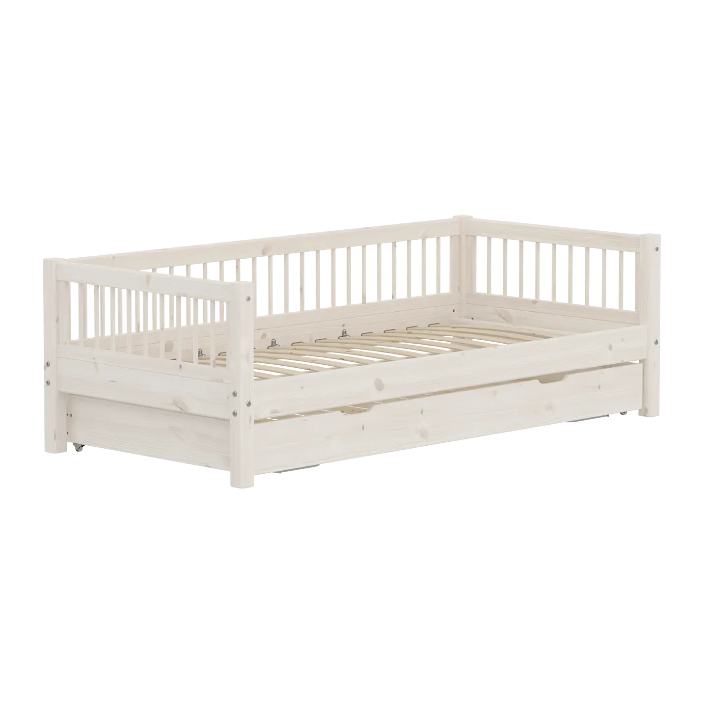 Lit simple avec lit d'appoint, 90x200 cm, Blanc