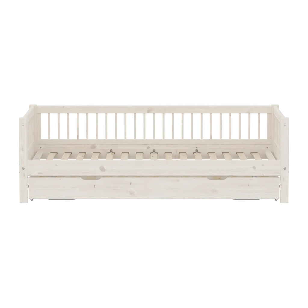 Lit simple avec lit d'appoint, 90x200 cm, Blanc