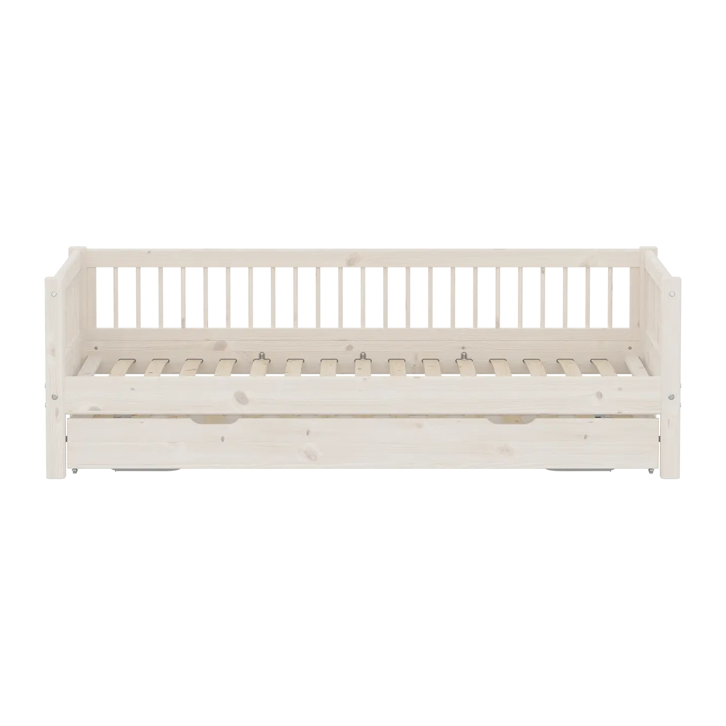 Lit simple avec lit d'appoint, 90x200 cm, Blanc