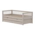 Lit simple avec lit d'appoint, rangement, 90x200 cm, gris