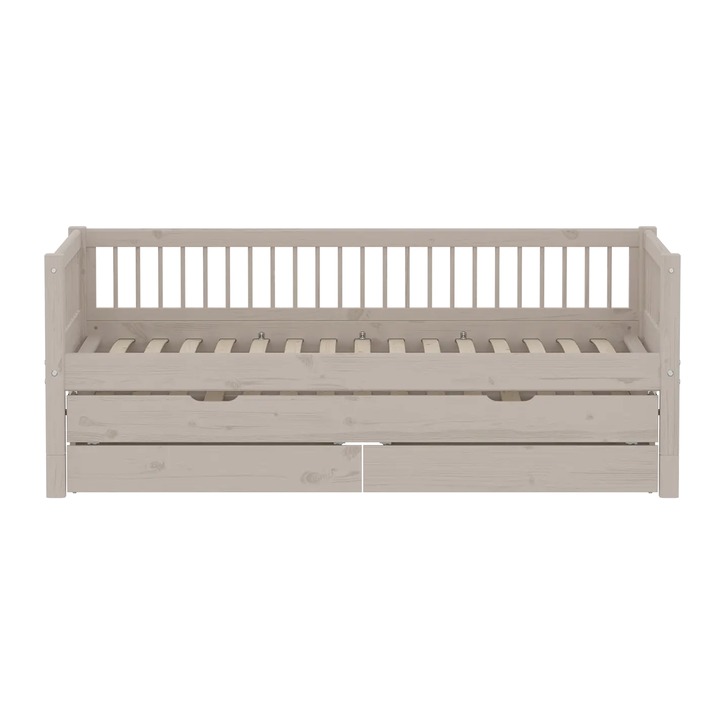 Lit simple avec lit d'appoint, rangement, 90x200 cm, gris