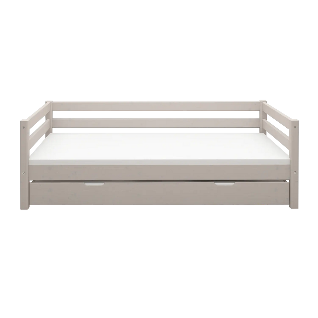 Lit simple avec lit gigogne, 90x200 cm, gris