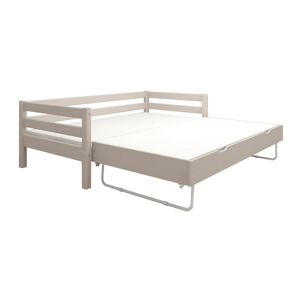Lit simple avec lit gigogne, 90x200 cm, gris