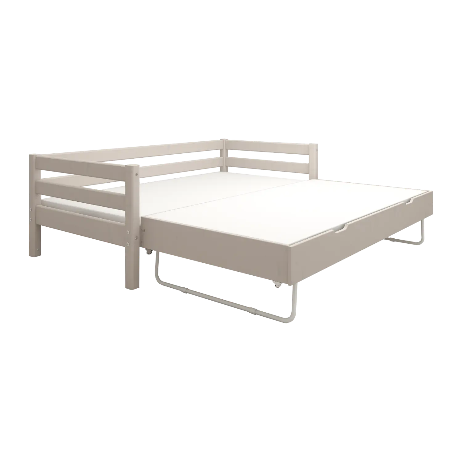 Lit simple avec lit gigogne, 90x200 cm, gris