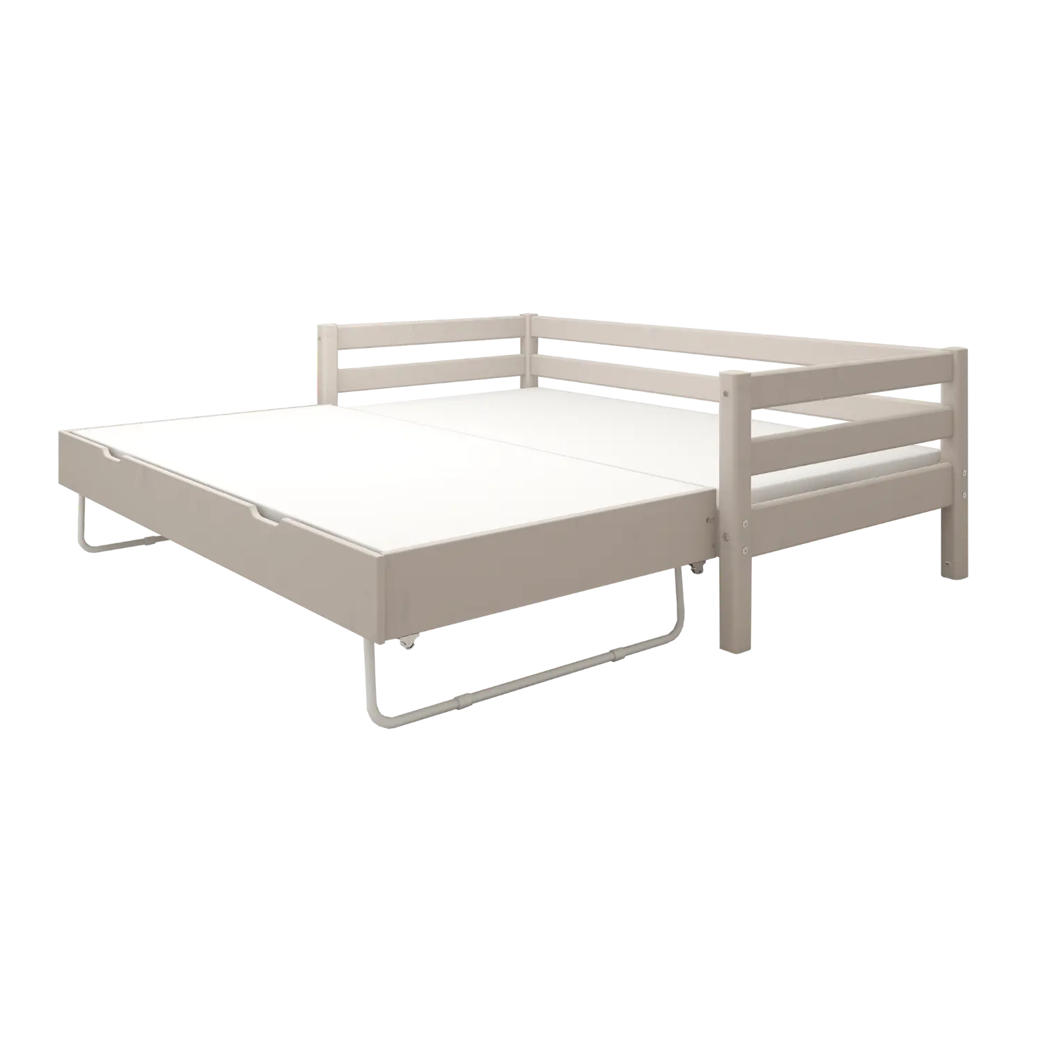 Lit simple avec lit gigogne, 90x200 cm, gris