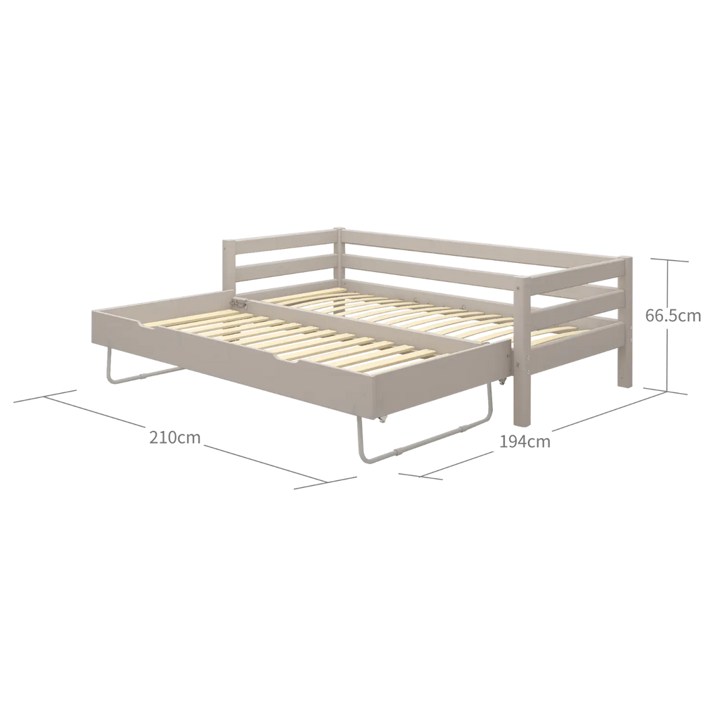 Lit simple avec lit gigogne, 90x200 cm, gris