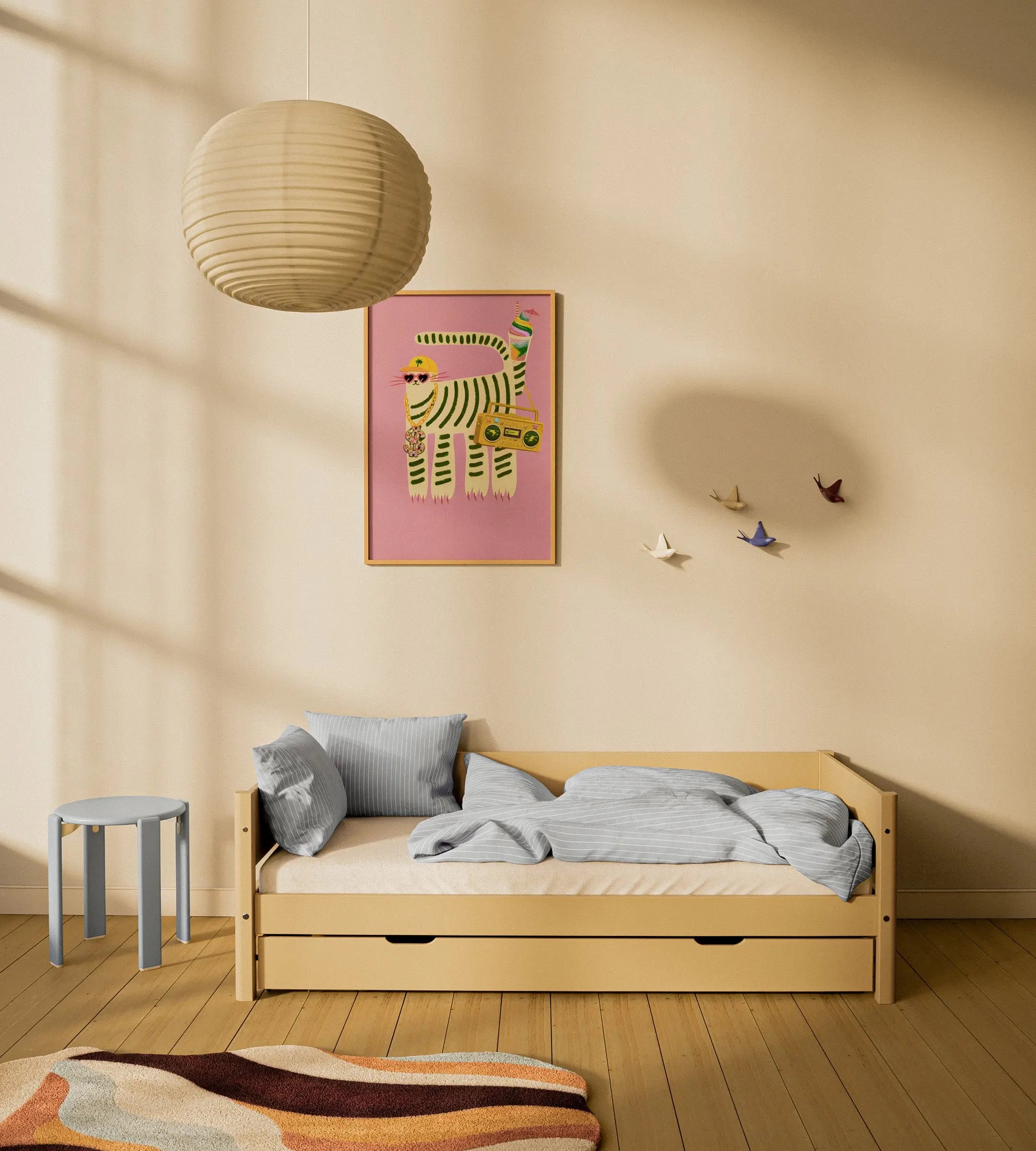 Lit simple avec lit gigogne, 90x200 cm, Sable