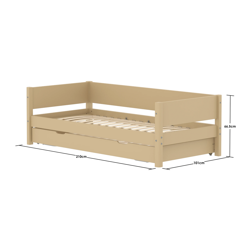 Lit simple avec lit gigogne, 90x200 cm, Sable