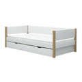 Lit simple avec lit gigogne, 90x200 cm, Blanc/Chêne