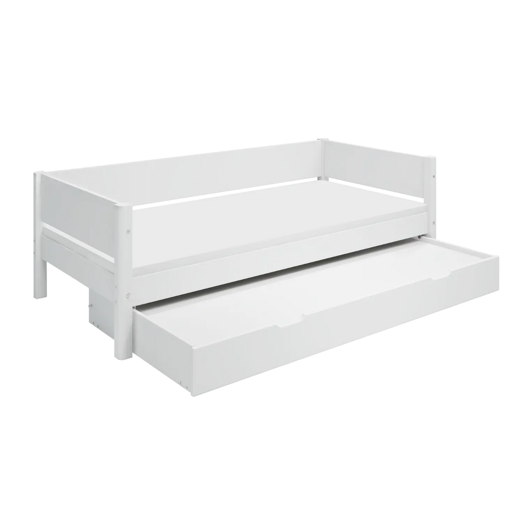 Lit simple avec lit gigogne, 90x200 cm, Blanc