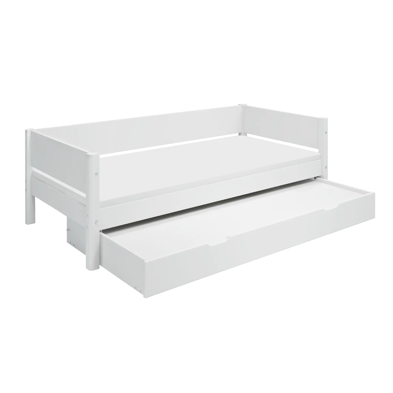 Lit simple avec lit gigogne, 90x200 cm, Blanc
