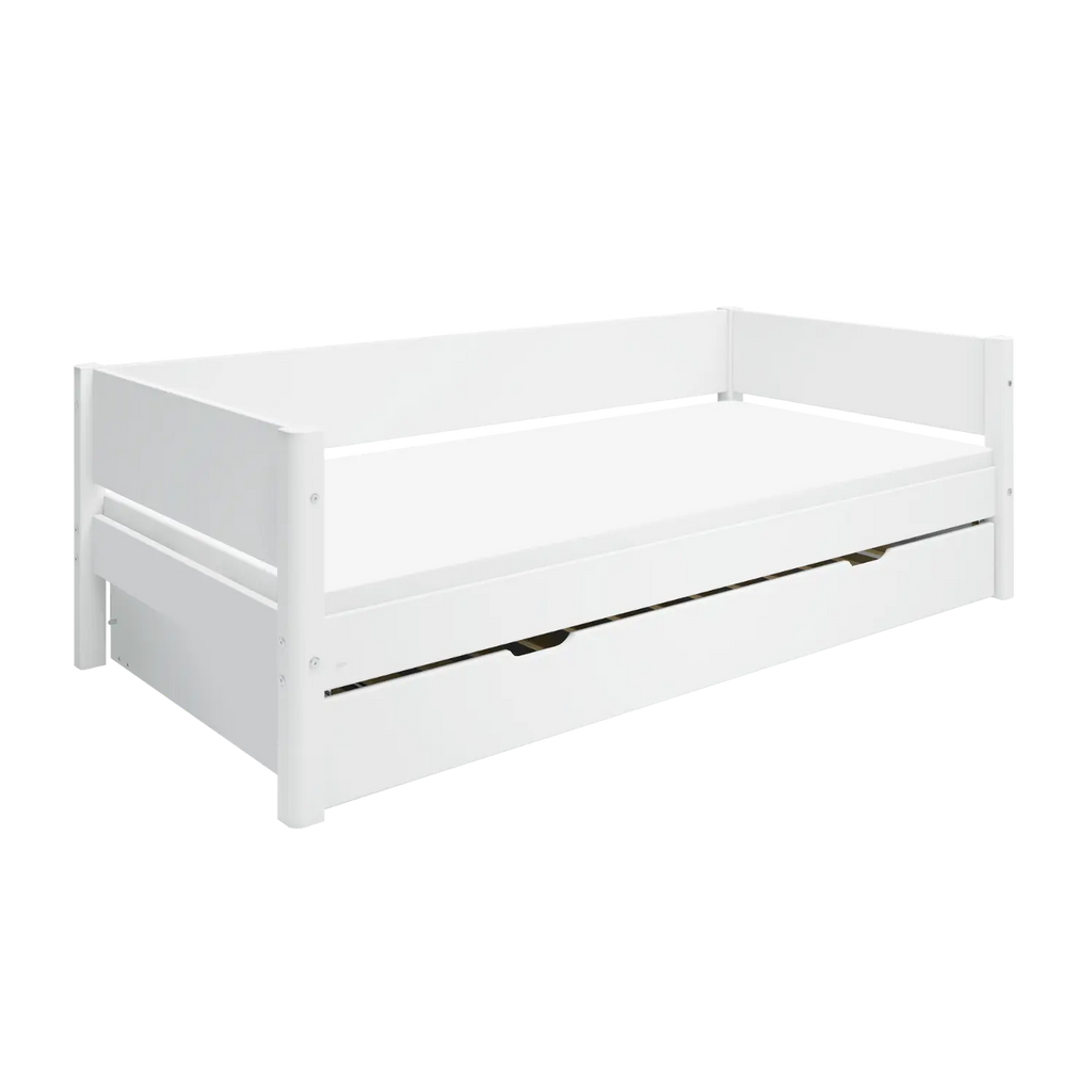 Lit simple avec lit gigogne, 90x200 cm, Blanc