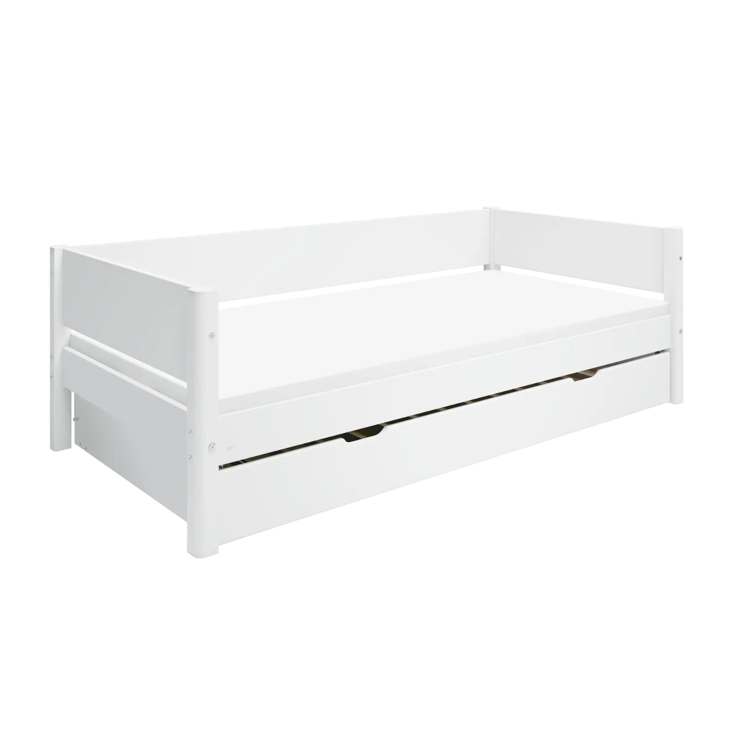 Lit simple avec lit gigogne, 90x200 cm, Blanc