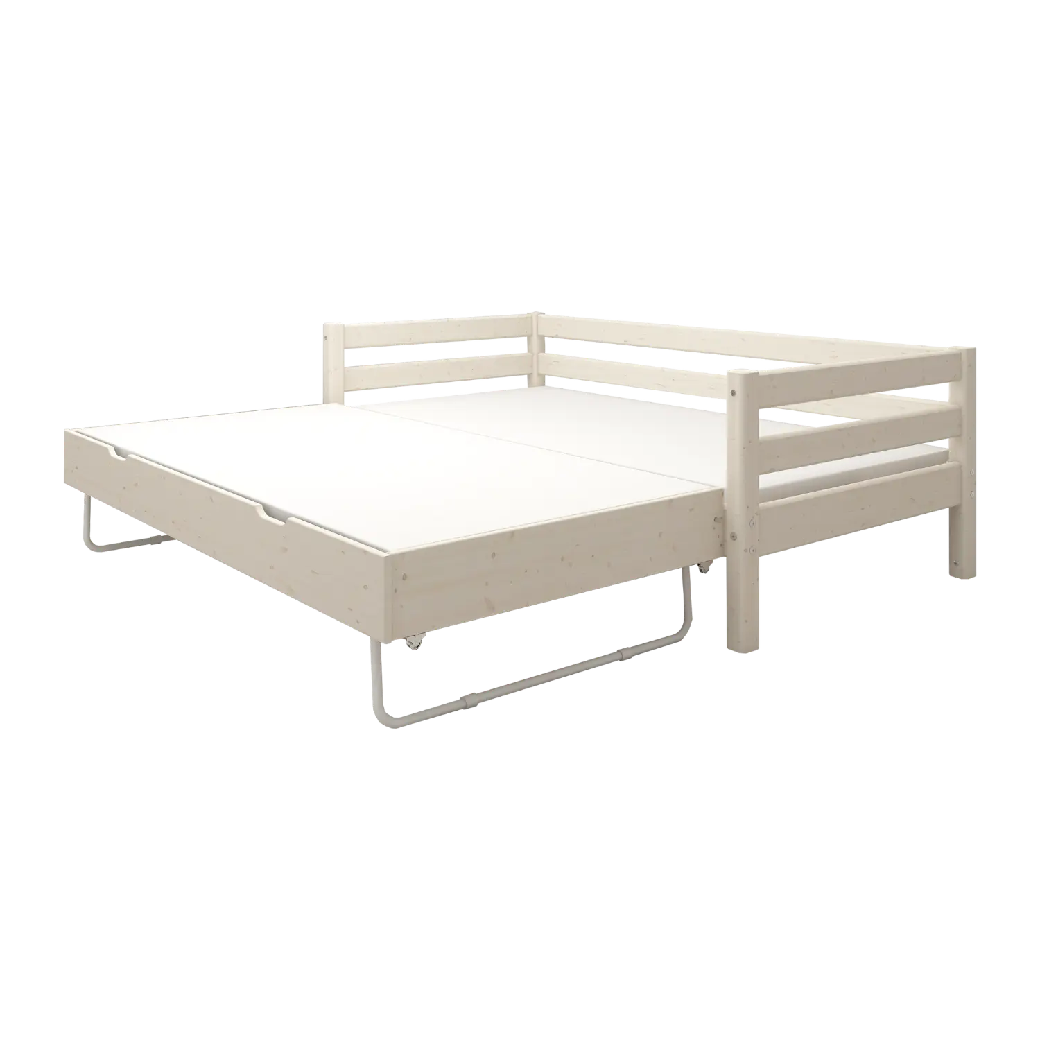 Lit simple avec lit gigogne, 90x200 cm, blanc