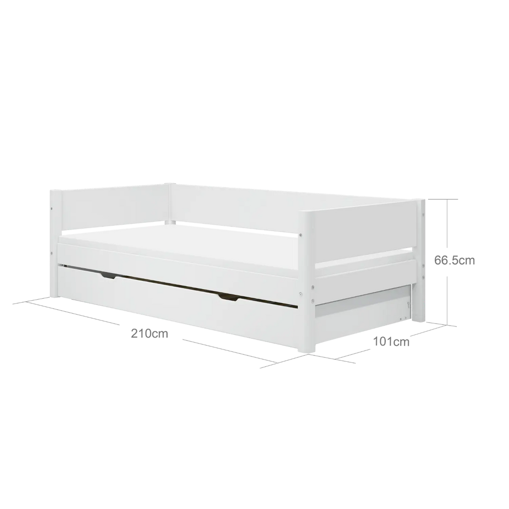 Lit simple avec lit gigogne, 90x200 cm, Blanc