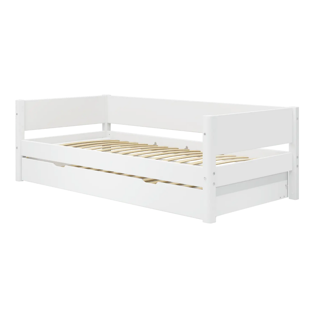 Lit simple avec lit gigogne, 90x200 cm, Blanc