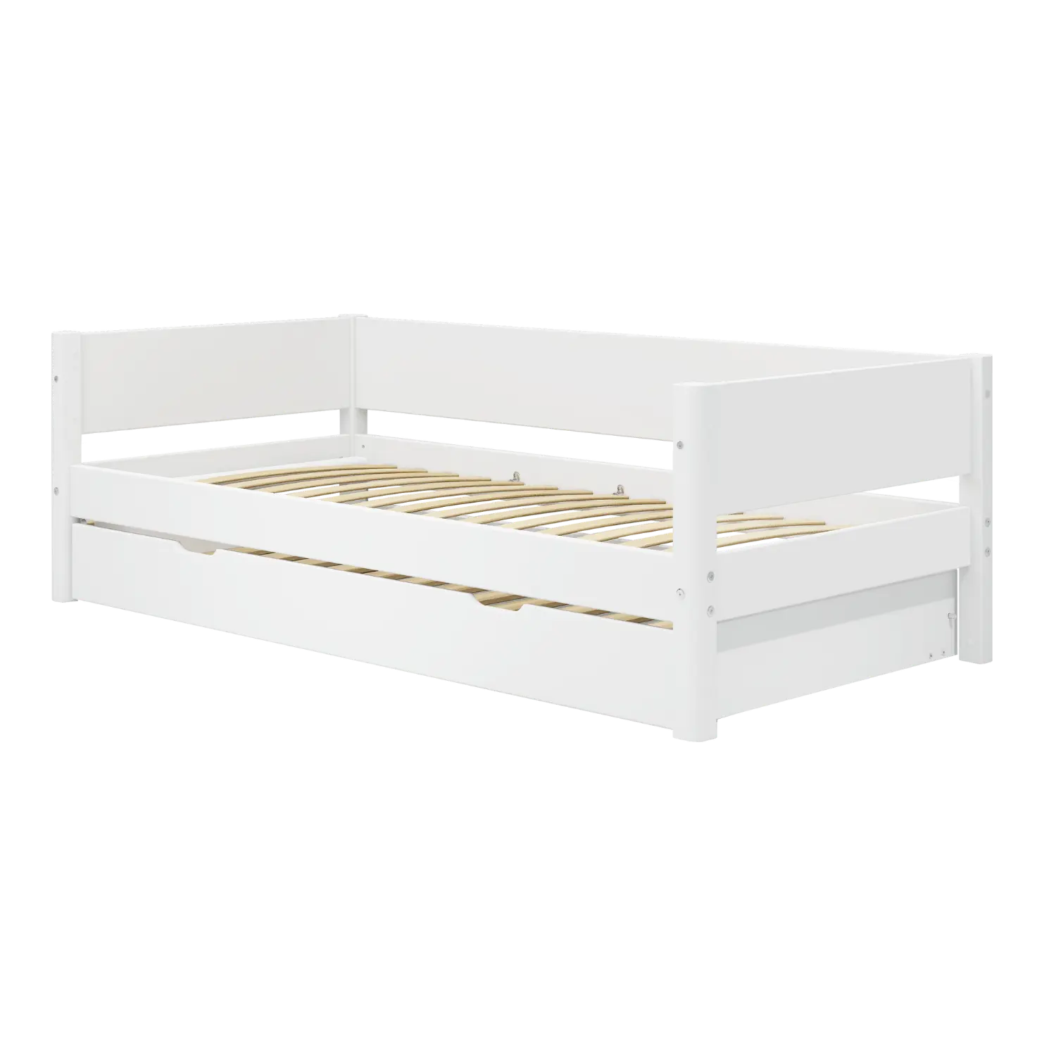 Lit simple avec lit gigogne, 90x200 cm, Blanc