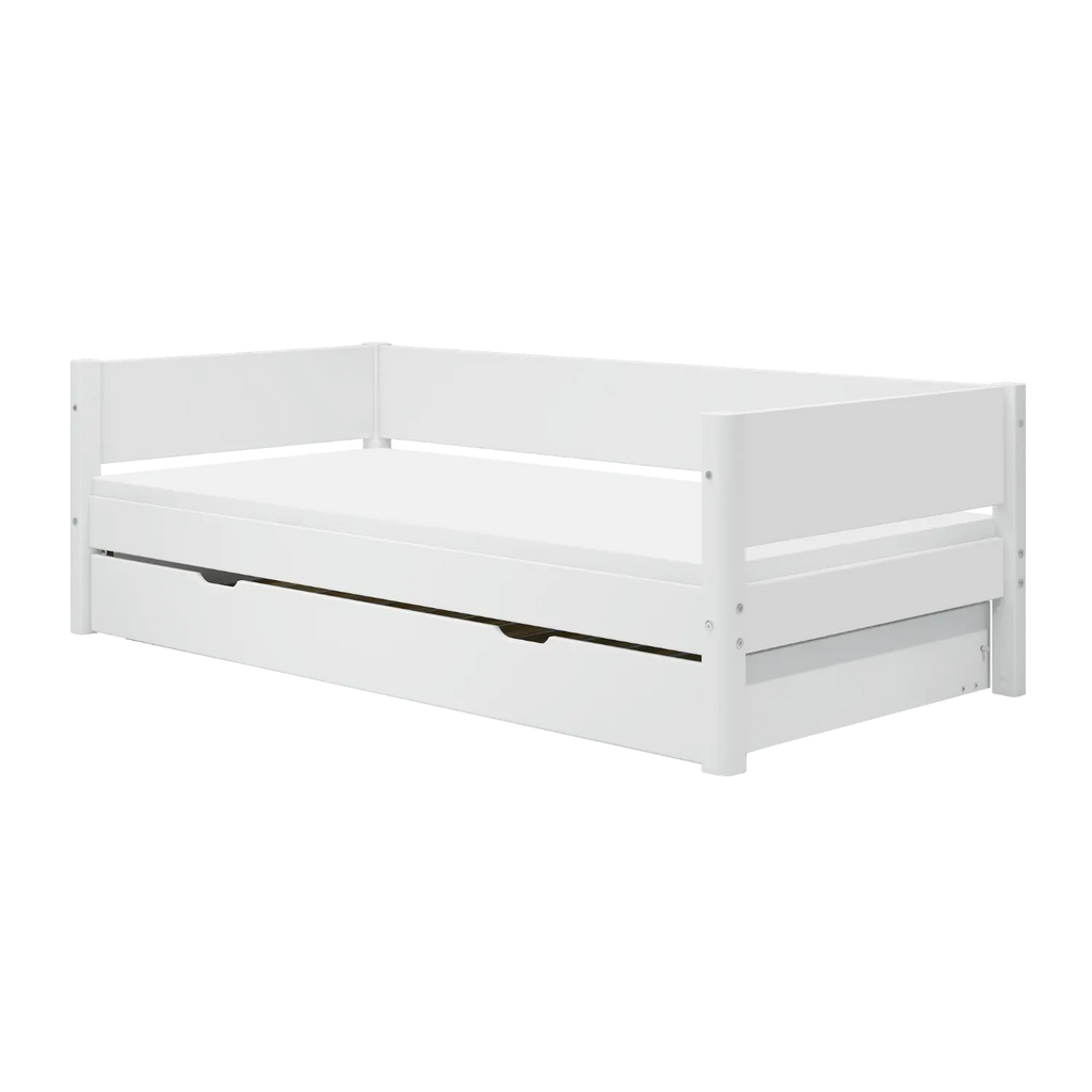 Lit simple avec lit gigogne, 90x200 cm, Blanc