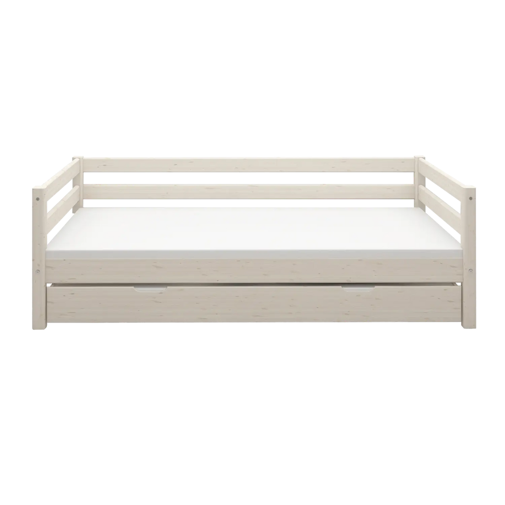 Lit simple avec lit gigogne, 90x200 cm, blanc