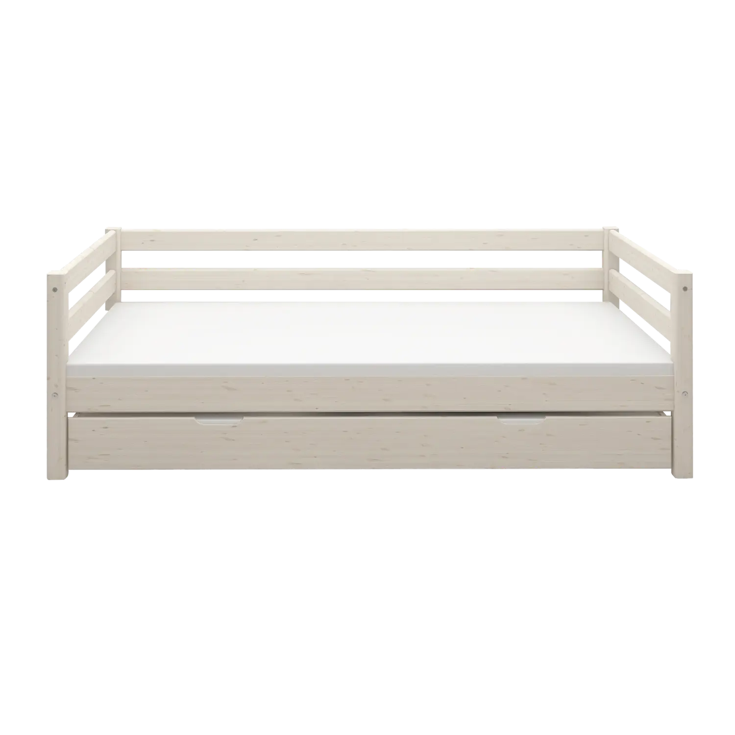 Lit simple avec lit gigogne, 90x200 cm, blanc