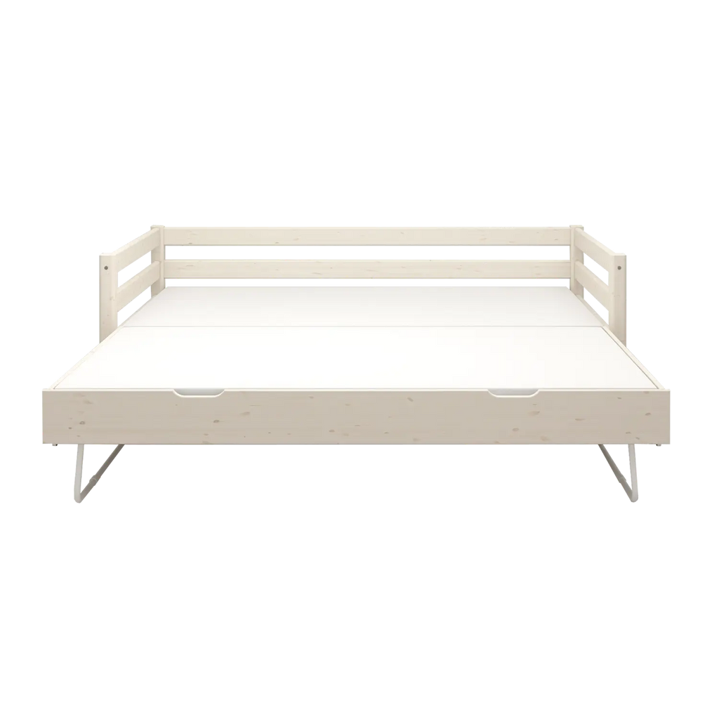 Lit simple avec lit gigogne, 90x200 cm, blanc