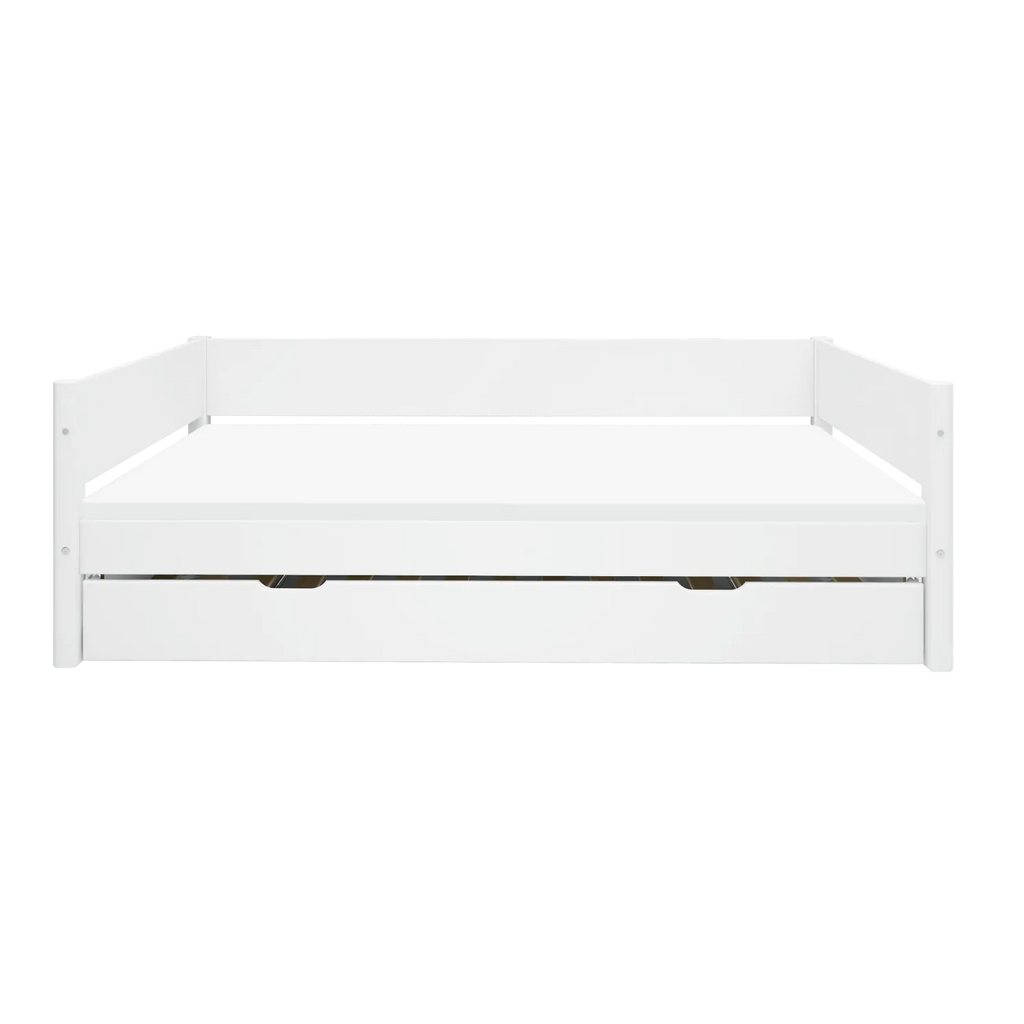 Lit simple avec lit gigogne, 90x200 cm, Blanc