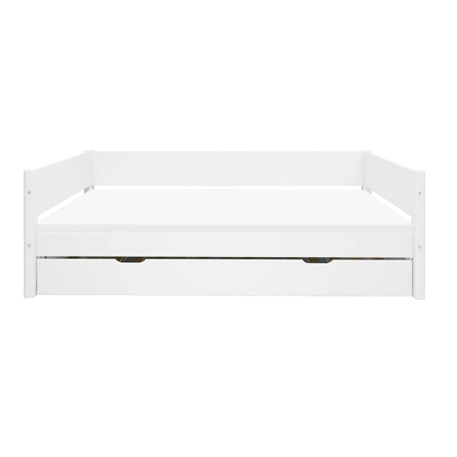 Lit simple avec lit gigogne, 90x200 cm, Blanc