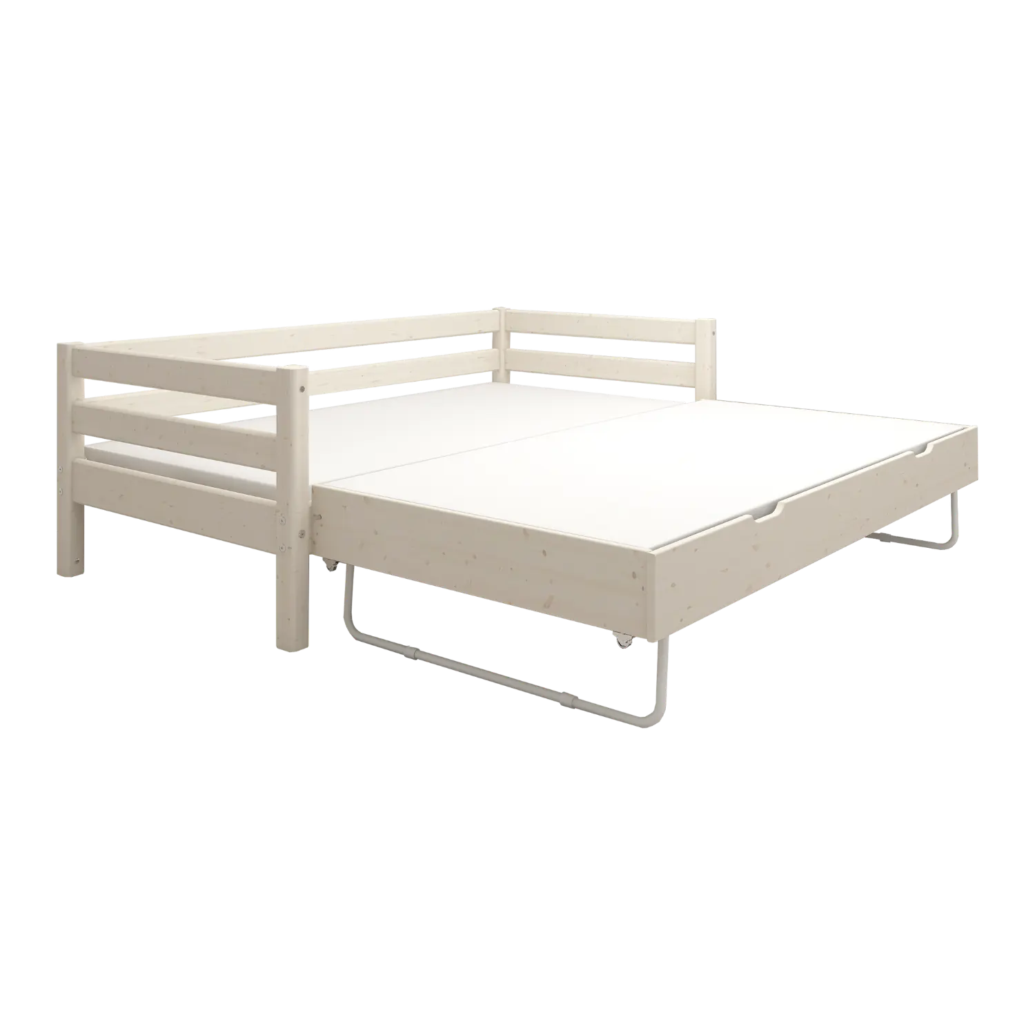 Lit simple avec lit gigogne, 90x200 cm, blanc