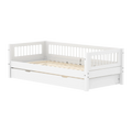 Lit simple avec lit gigogne et barreaux, 90x200 cm, Blanc