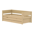 Lit simple avec lit gigogne et rangement, 90x200 cm, Sable