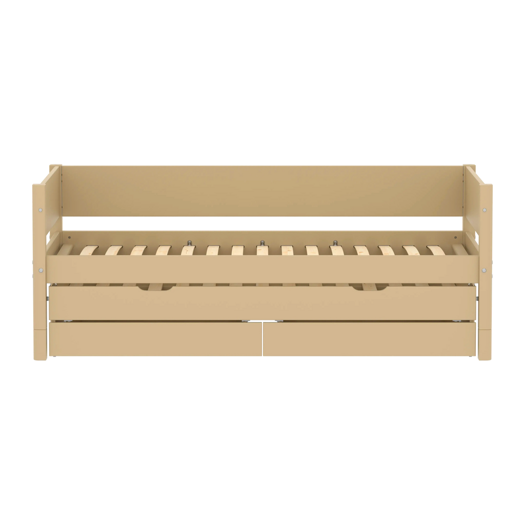 Lit simple avec lit gigogne et rangement, 90x200 cm, Sable