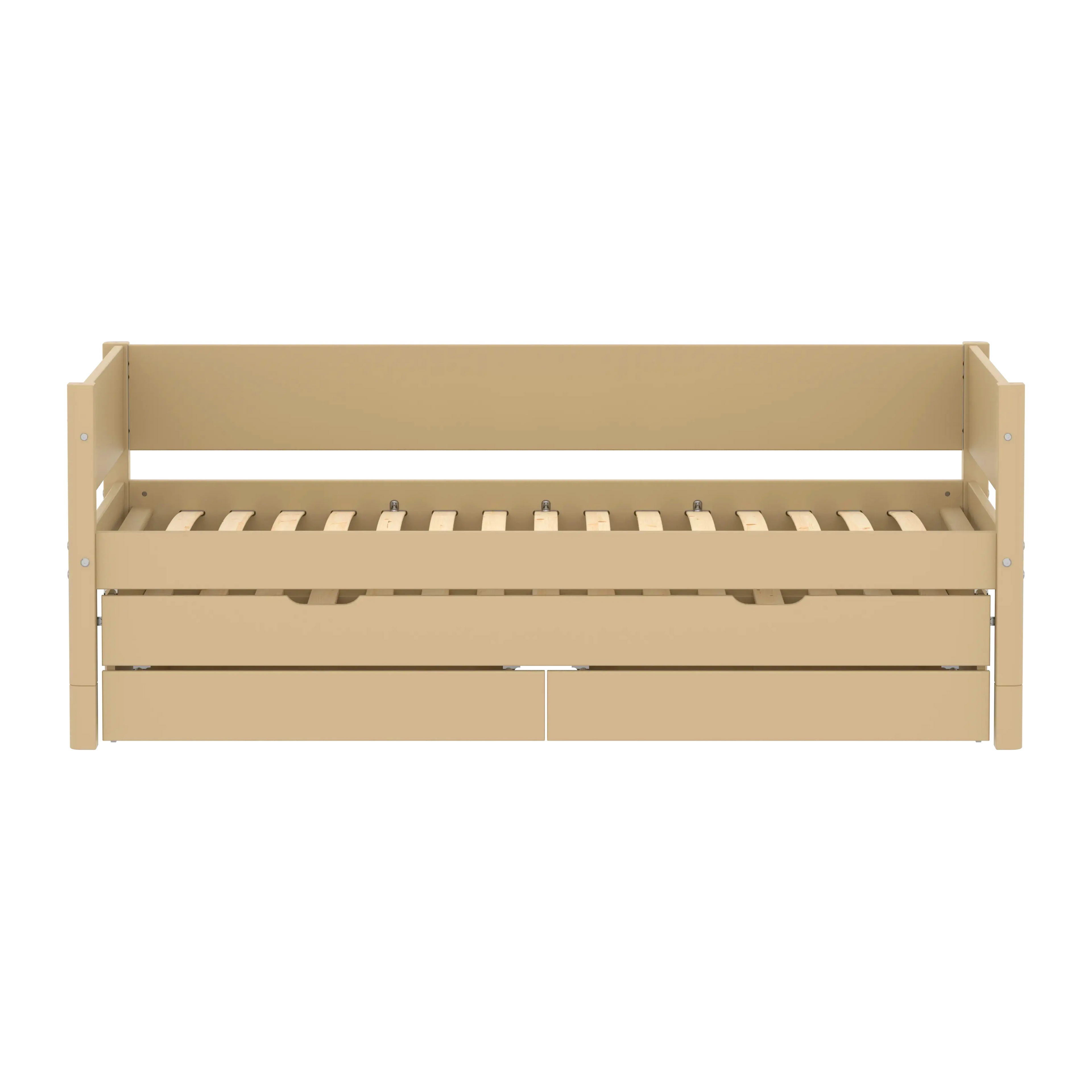 Lit simple avec lit gigogne et rangement, 90x200 cm, Sable