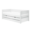 Lit simple avec lit gigogne et rangement, 90x200 cm, Blanc