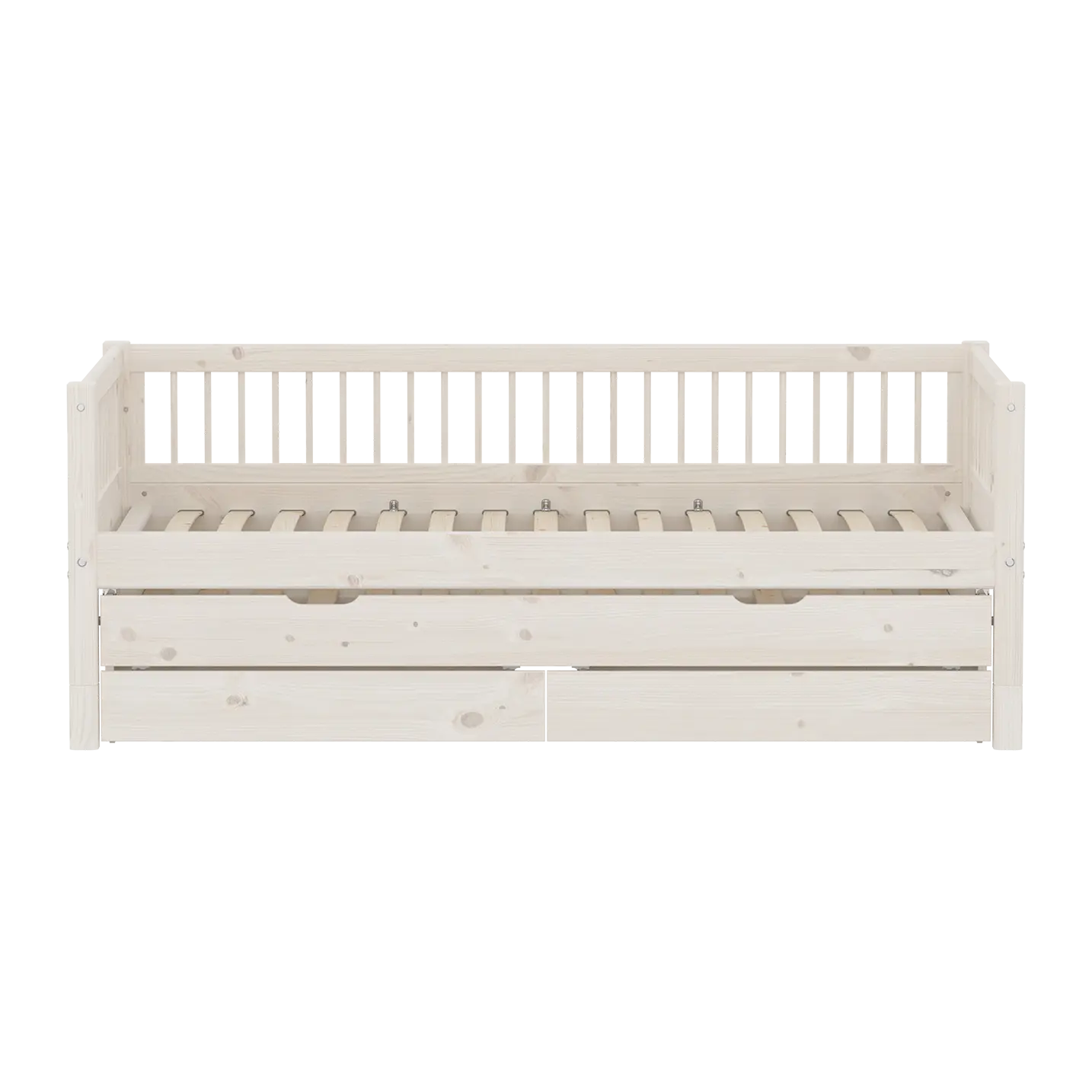 Lit simple avec lit gigogne et rangement, 90x200 cm, Blanc