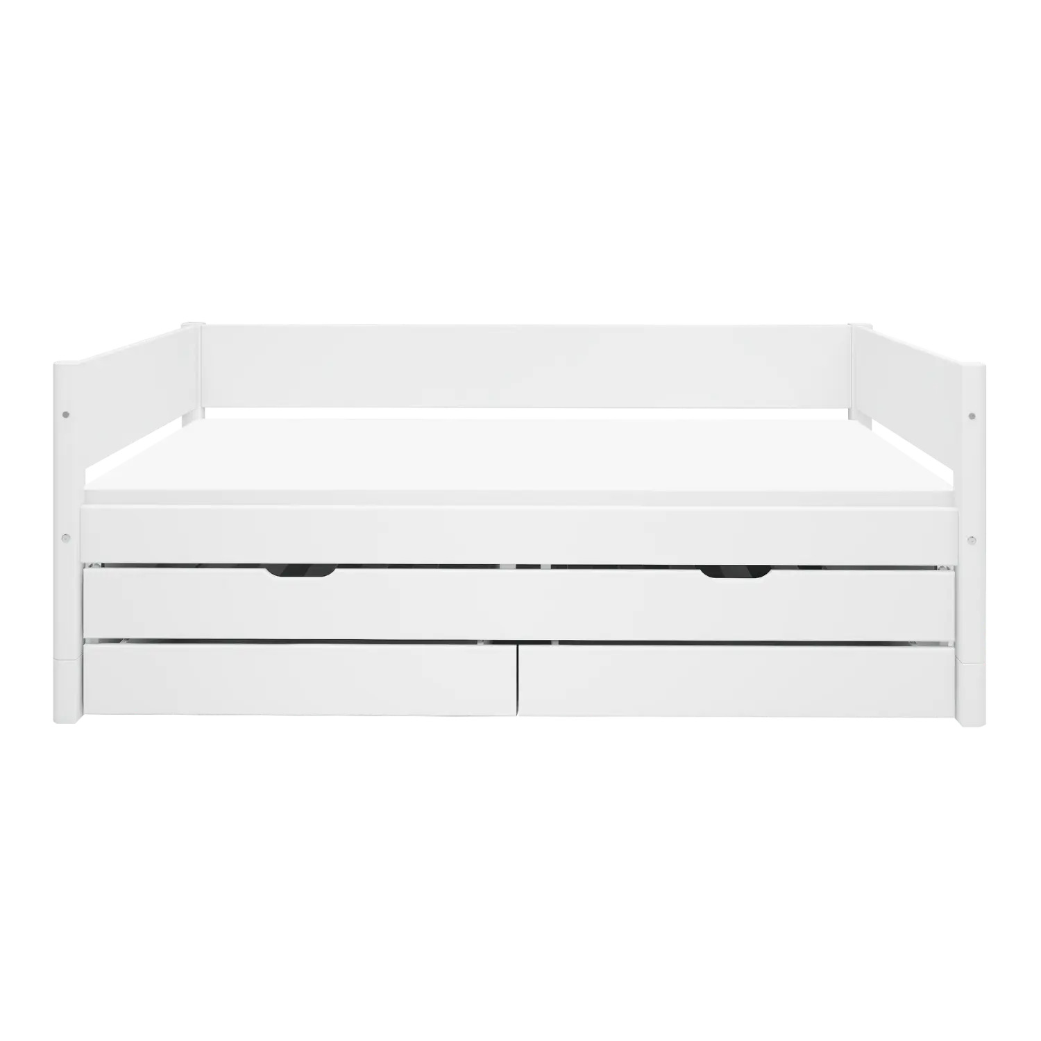 Lit simple avec lit gigogne et rangement, 90x200 cm, Blanc