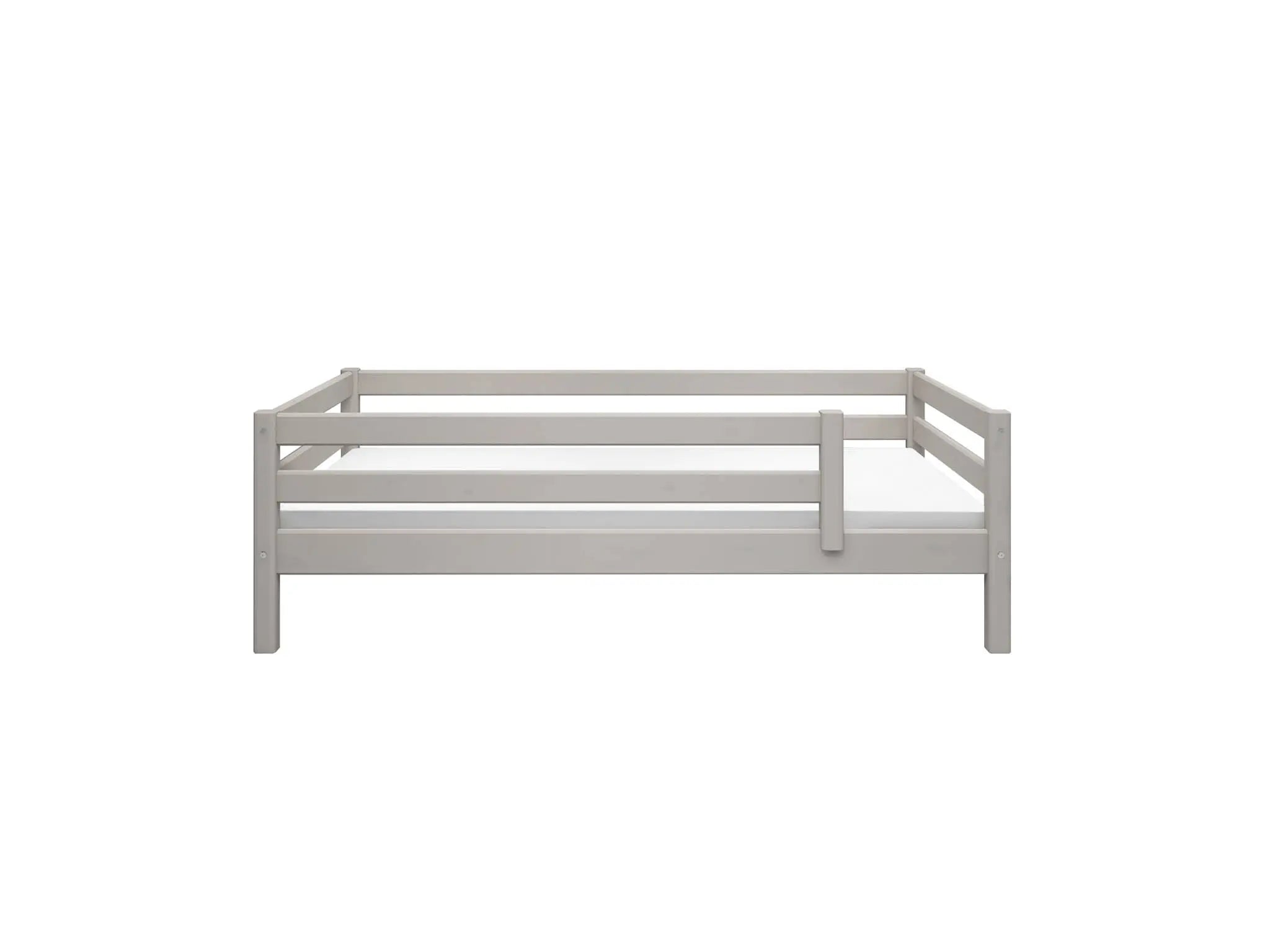 Lit simple avec barrière de sécurité, 90x200 cm, gris