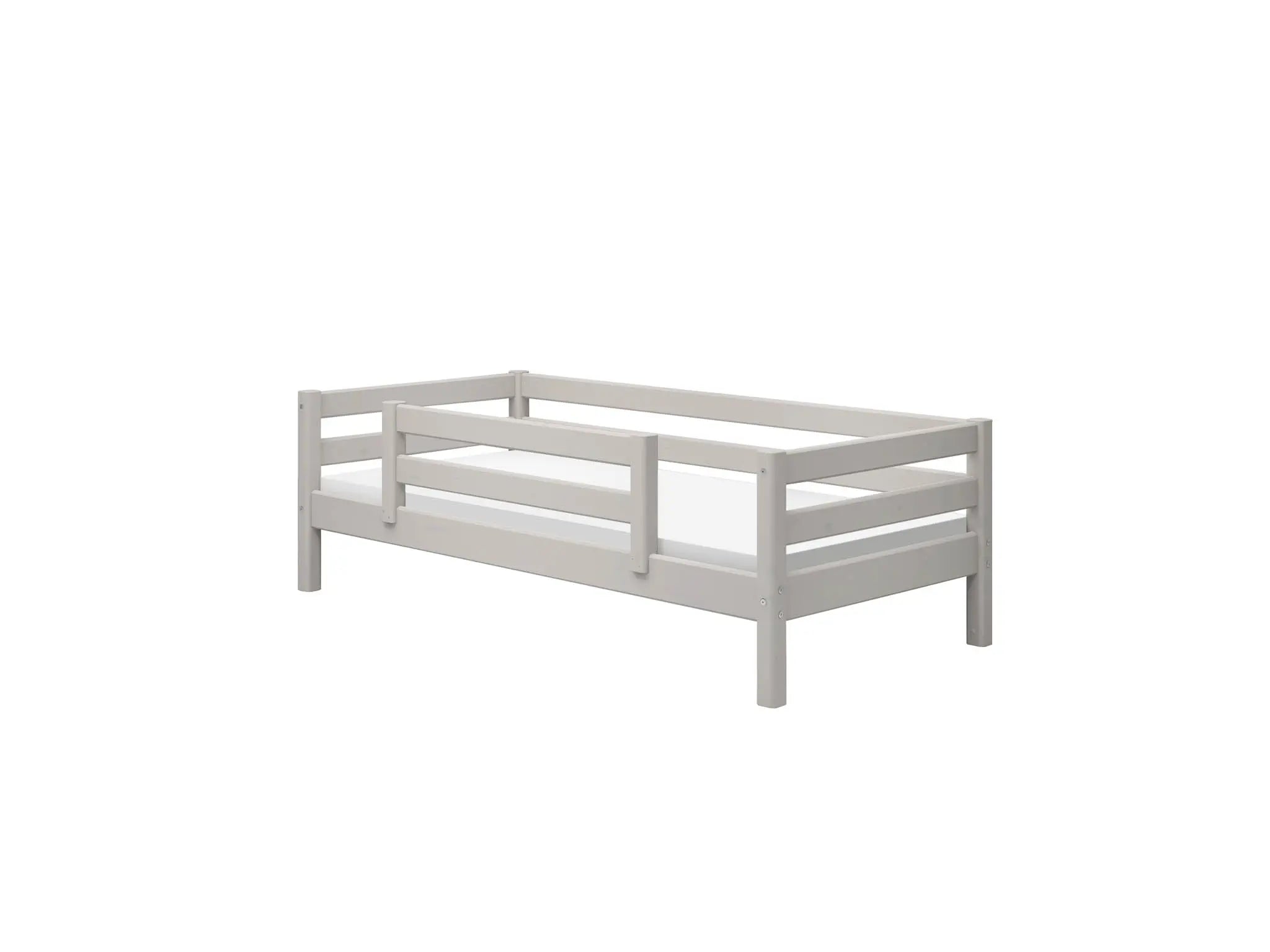 Lit simple avec barrière de sécurité, 90x200 cm, Gris