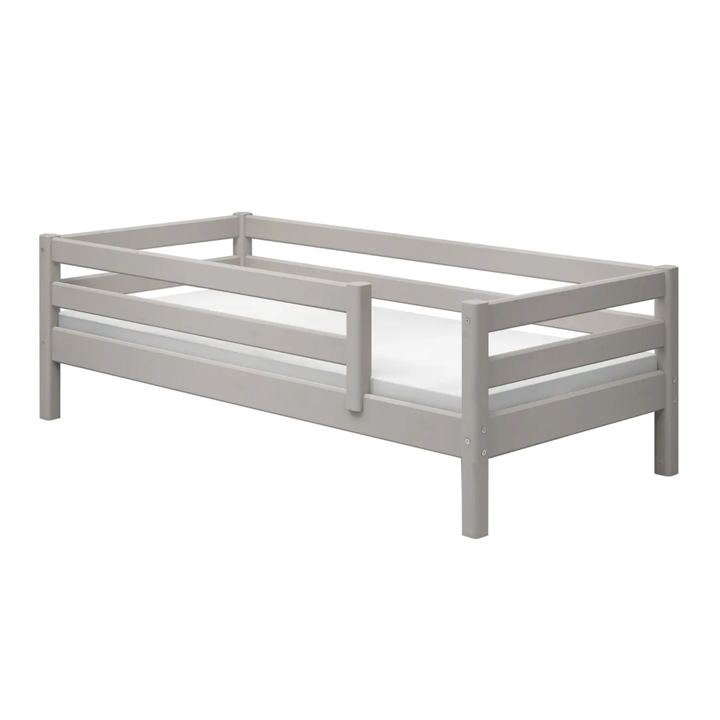 Lit simple avec barrière de sécurité, 90x200 cm, gris