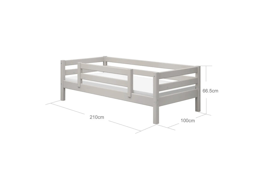 Lit simple avec barrière de sécurité, 90x200 cm, Gris