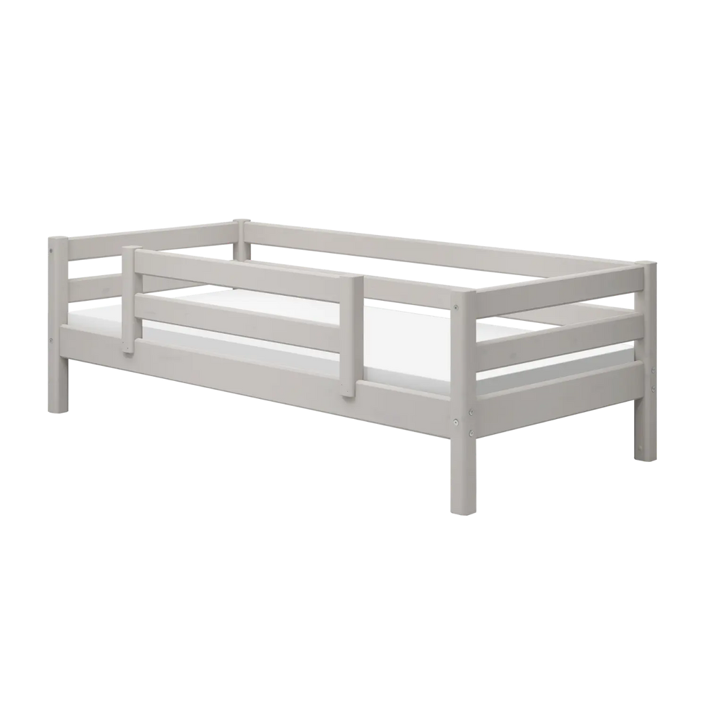 Lit simple avec barrière de sécurité, 90x200 cm, Gris