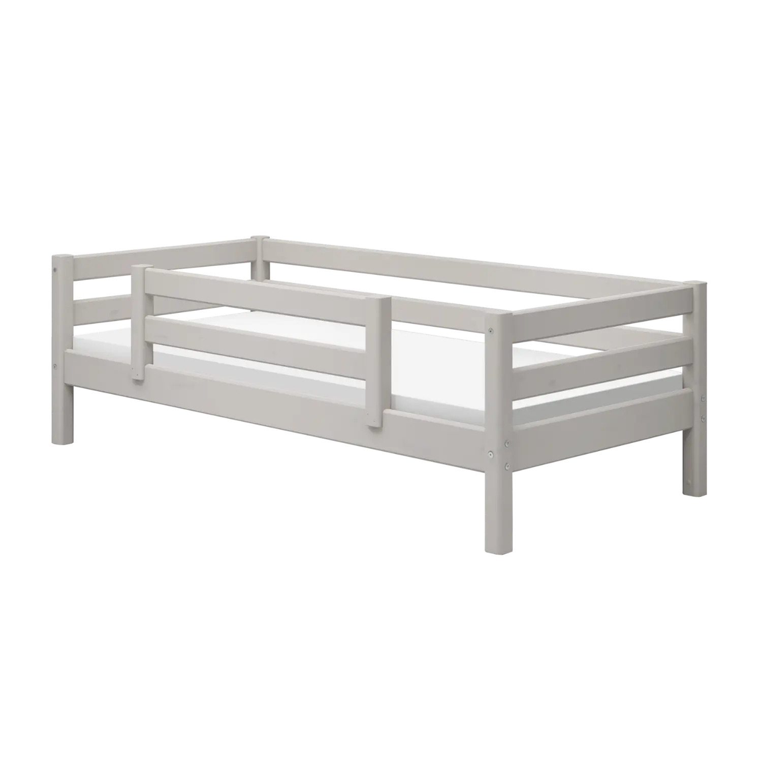 Lit simple avec barrière de sécurité, 90x200 cm, Gris