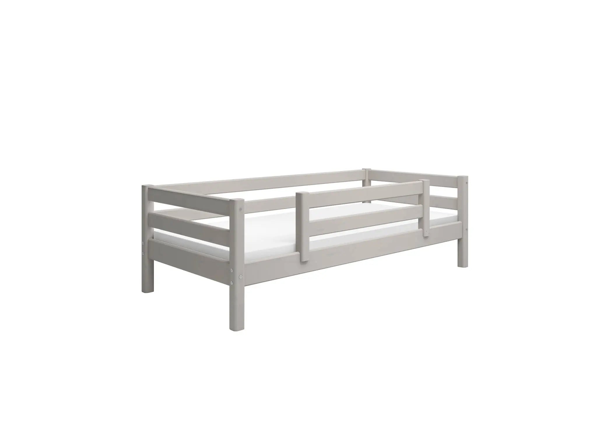 Lit simple avec barrière de sécurité, 90x200 cm, Gris