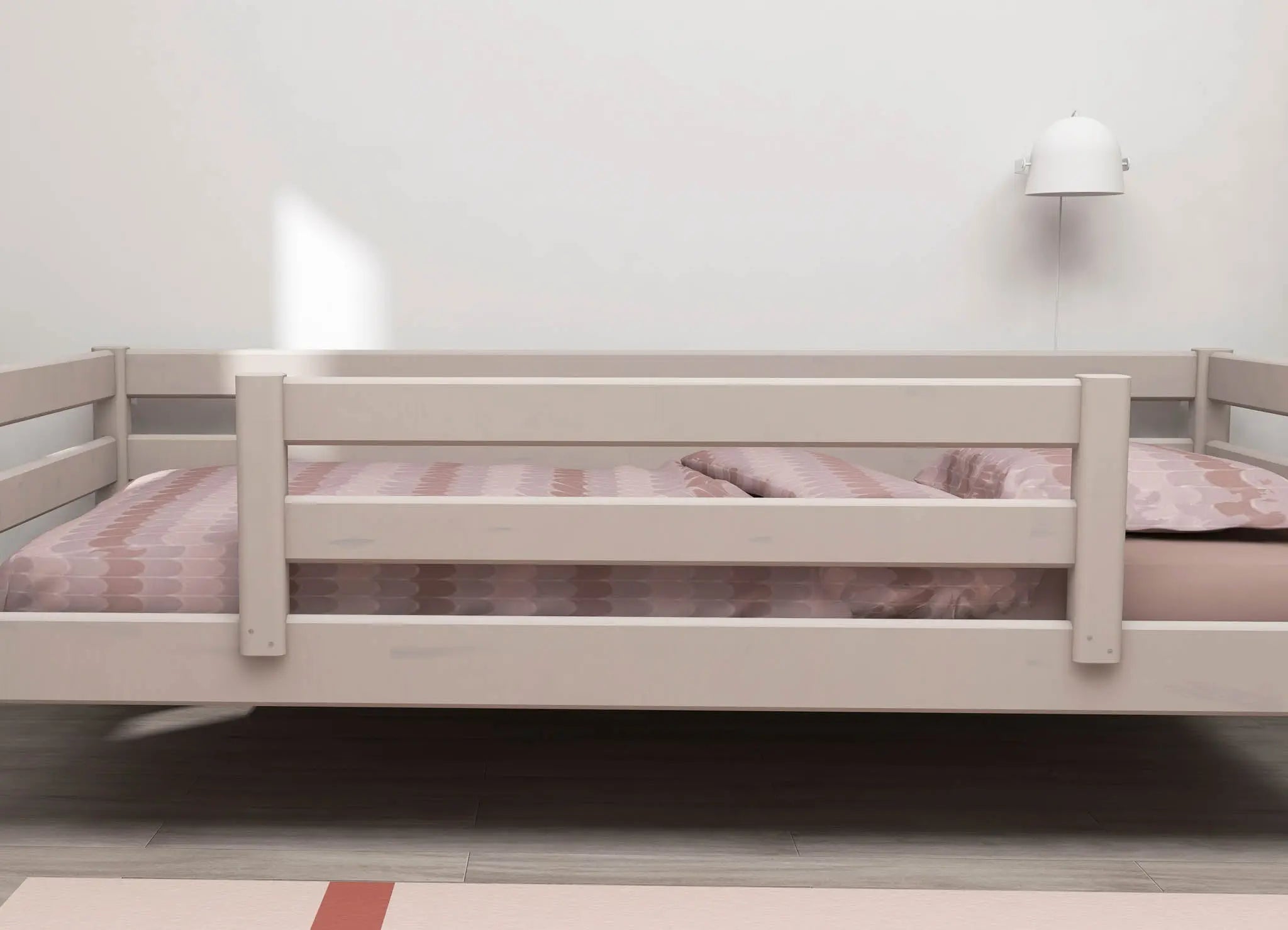 Lit simple avec barrière de sécurité, 90x200 cm, Gris